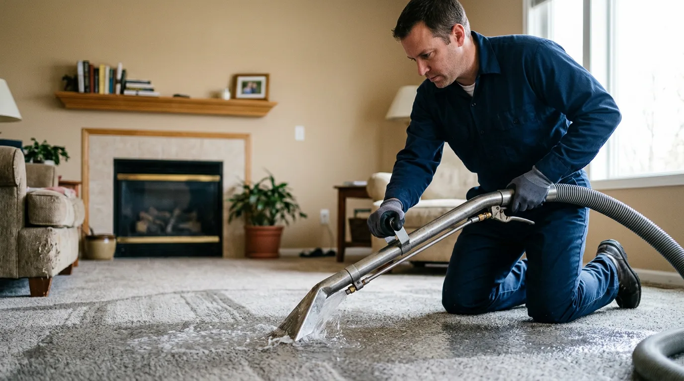 Water damage restoration technician working near East Windsor, CT